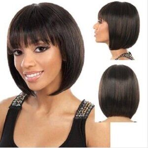 NEW Motown Tress Synthetic Hair Wig " Aldo" ST1B/ Red Straight Black w Red